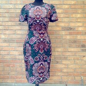 Calvin Klein Dark Green Dress w/ Floral Design (8)